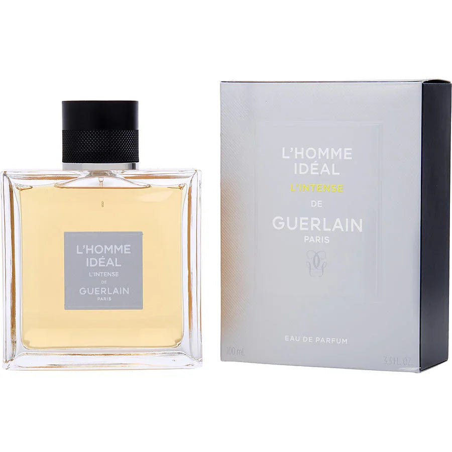 L'Homme Idéal L'Intense by Guerlain Eau de Parfum 100ml bottle and box, luxury men's fragrance