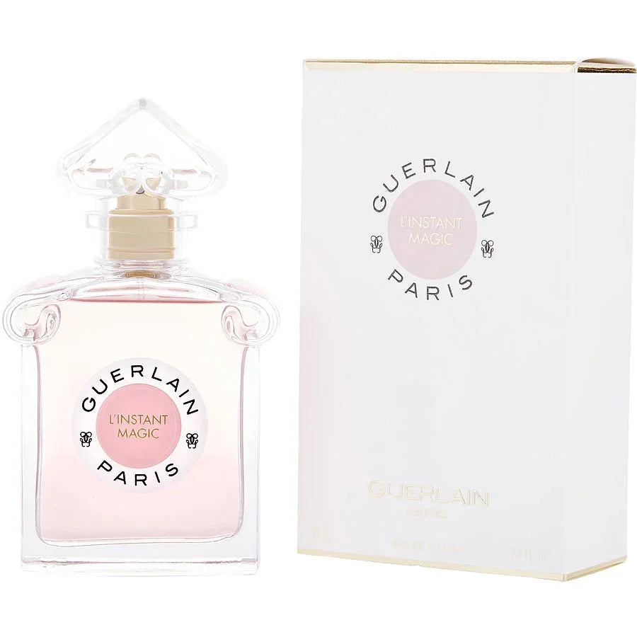 Guerlain L'Instant Magic Eau de Parfum bottle and box, pink perfume for women, luxury fragrance