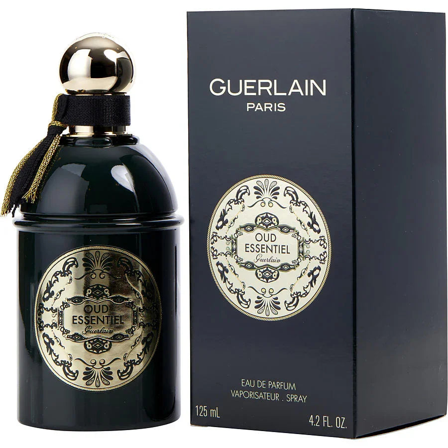 Guerlain Oud Essentiel Eau de Parfum 125ml bottle with black box, luxury fragrance for men