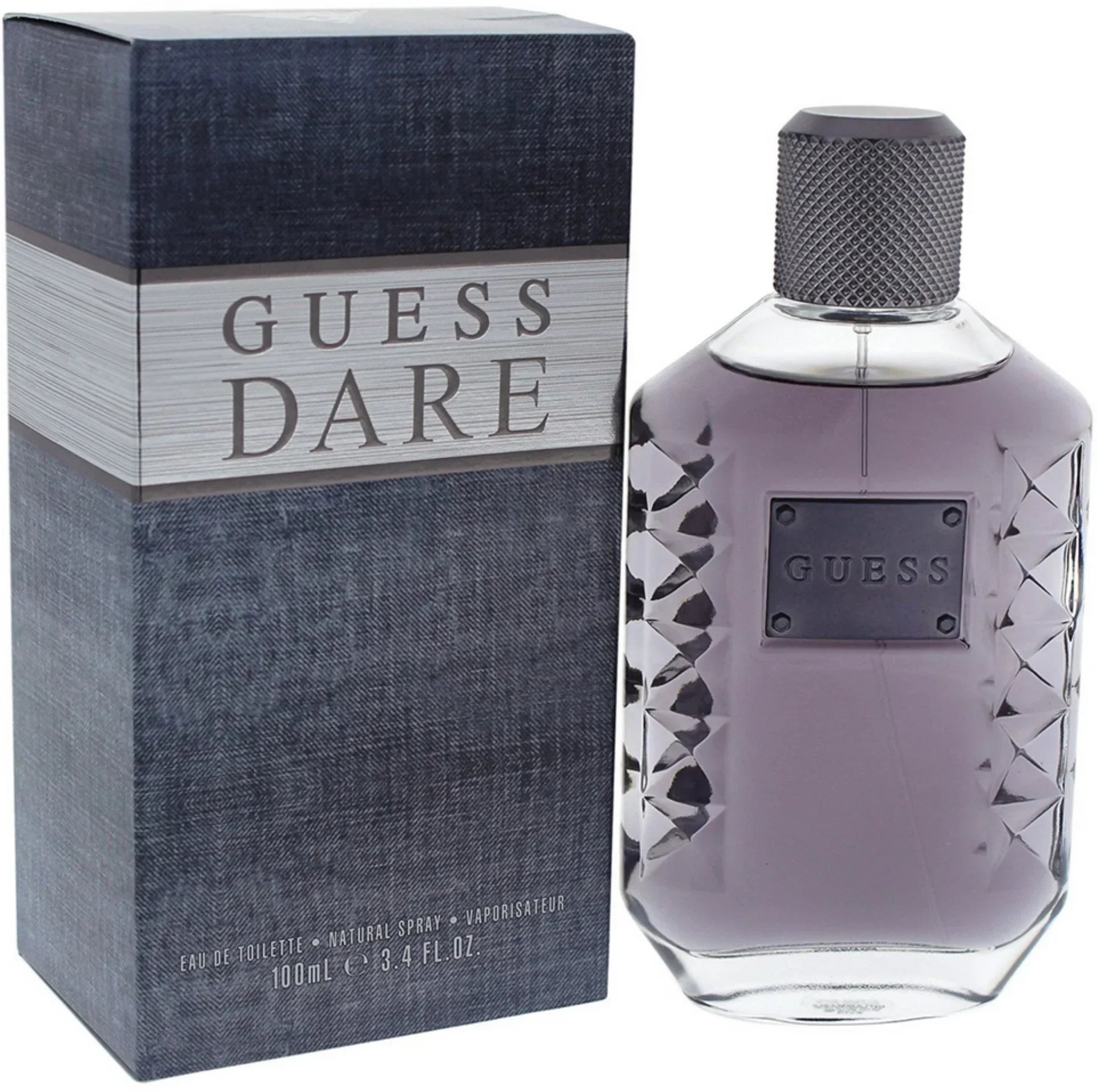 Guess Dare Eau de Toilette 100ml men's fragrance with textured bottle and denim-style box