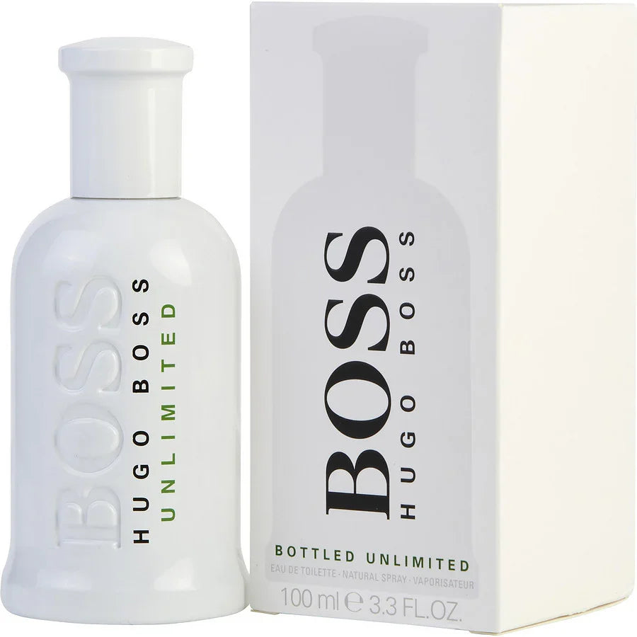 Hugo Boss Bottled Unlimited Eau de Toilette 100ml men's fragrance with white bottle and box