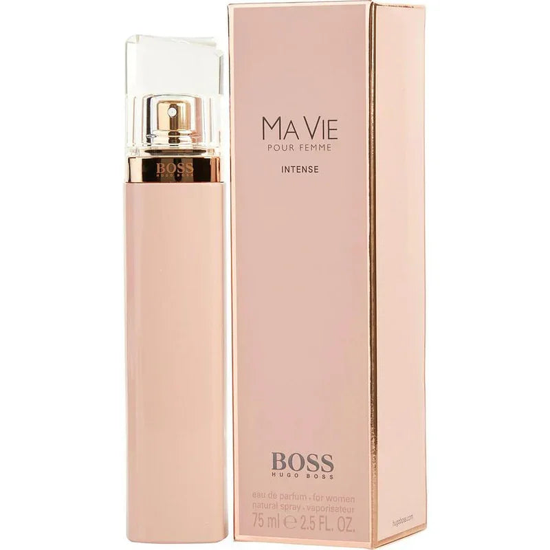 Hugo Boss Ma Vie Pour Femme Intense eau de parfum for women, 75ml bottle with rose gold packaging