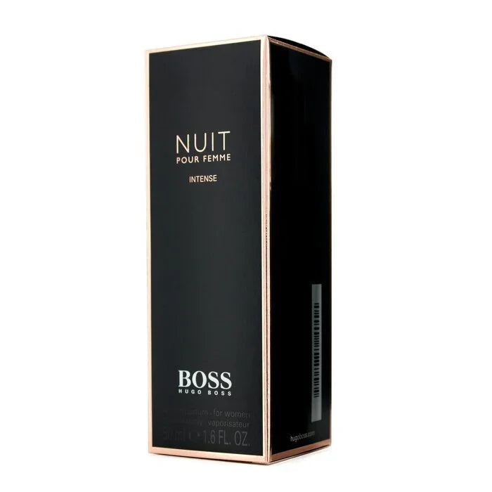 BOSS Nuit Pour Femme Intense perfume for women, 50ml black box with gold trim, luxury fragrance