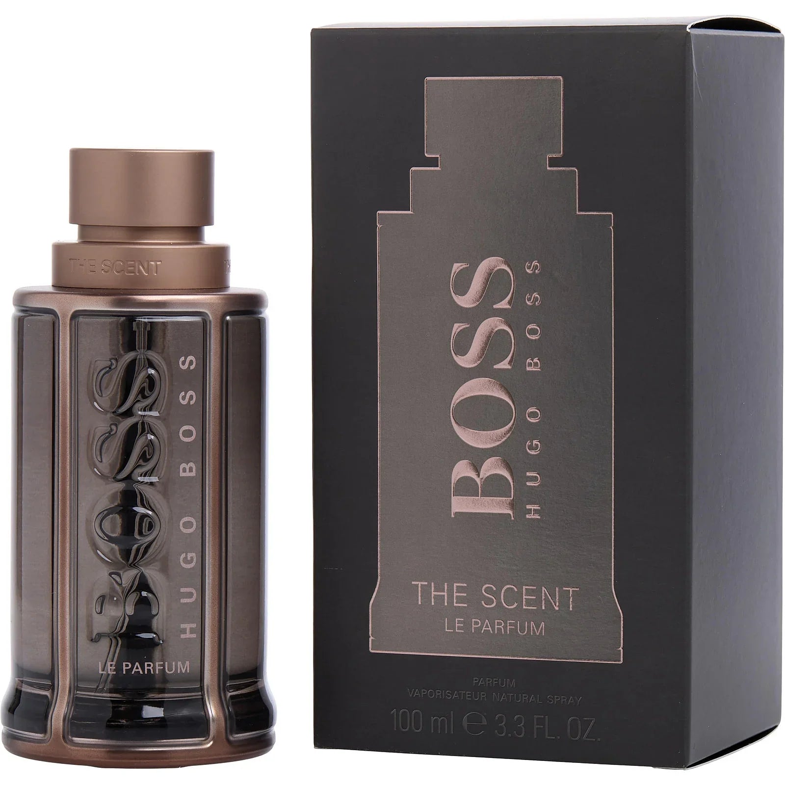 Hugo Boss The Scent Le Parfum 100ml for men, luxury fragrance with sleek bottle and black box packaging