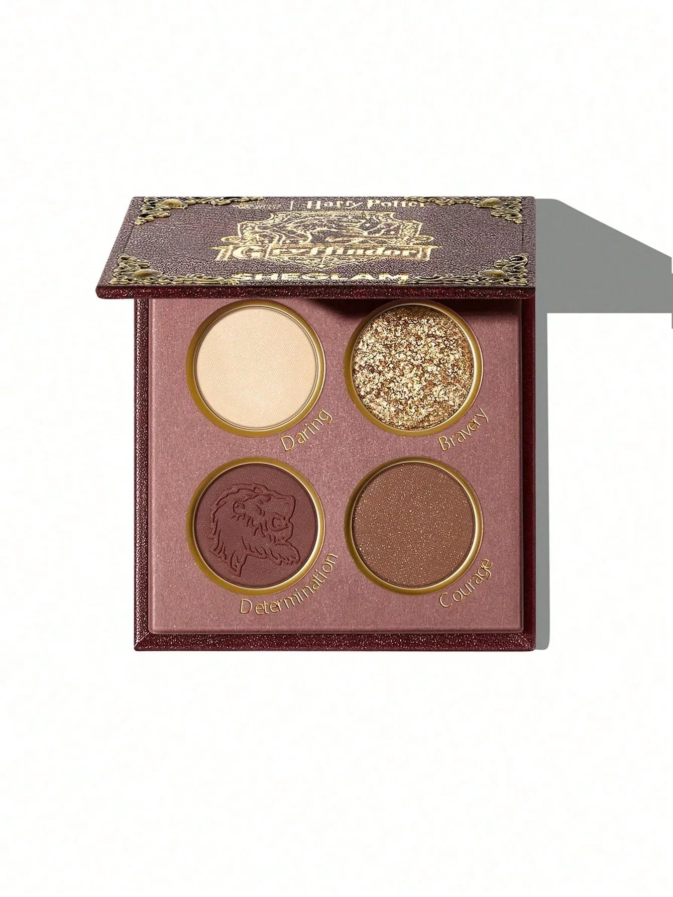 Harry Potter Gryffindor eyeshadow palette with Daring, Bravery, Determination, Courage shades