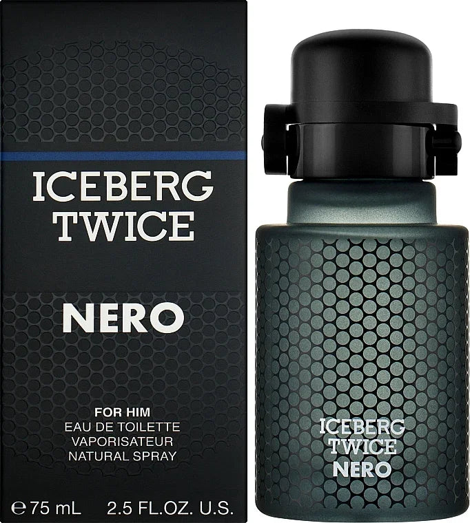 Iceberg Twice Nero for Him eau de toilette spray, 75ml bottle with black textured design