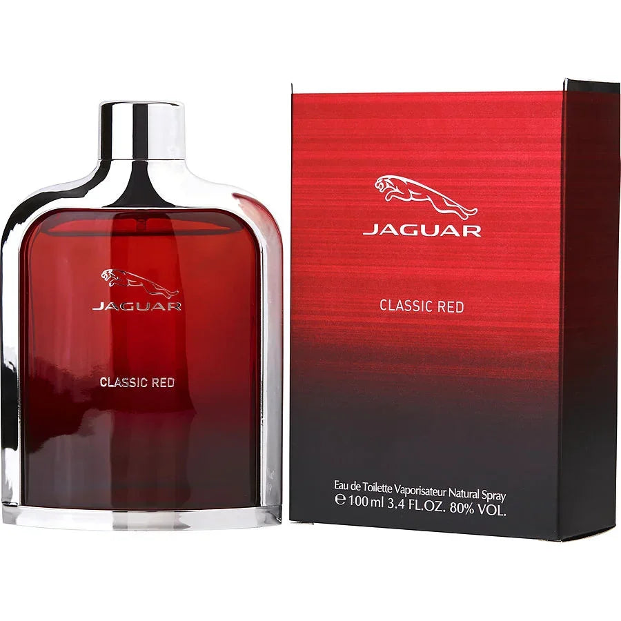 Jaguar Classic Red Eau de Toilette 100ml bottle and box, men's fragrance with bold red design
