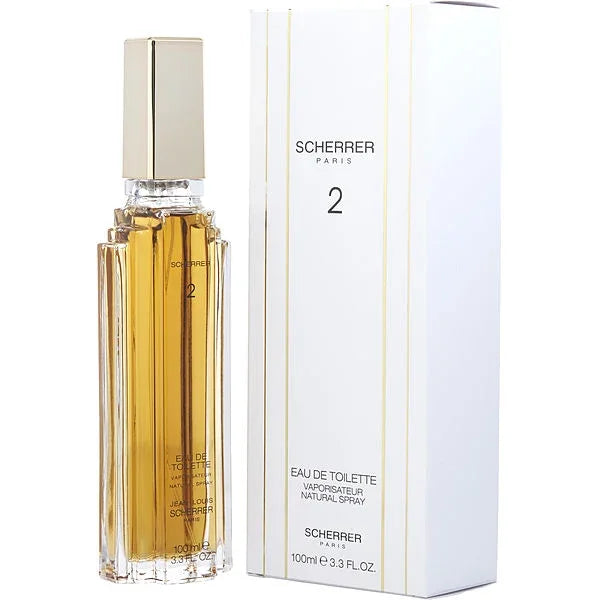 Scherrer 2 Eau de Toilette 100ml perfume bottle with white box, golden accents, Paris fragrance