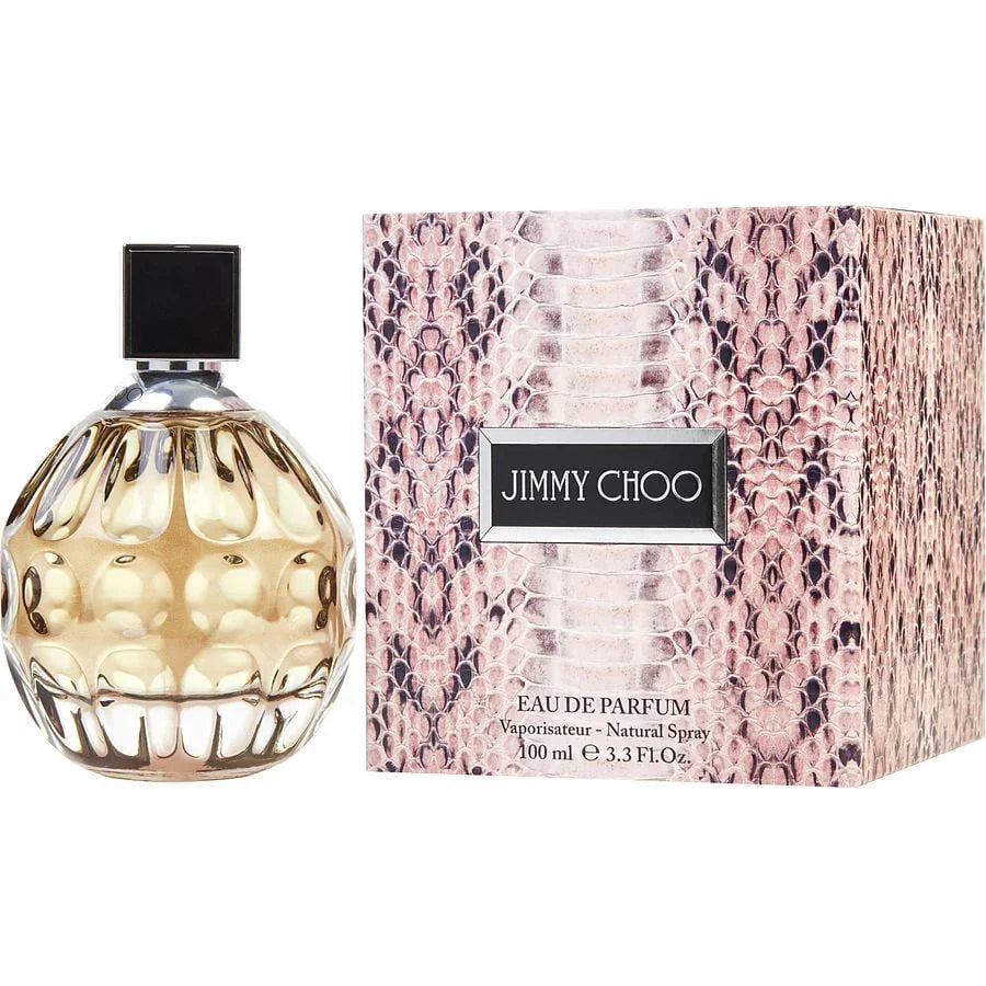 Jimmy Choo Eau de Parfum 100ml bottle with snakeskin-patterned box, luxury fragrance for women