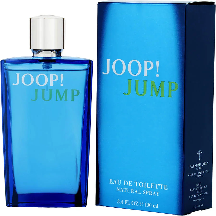 JOOP! Jump Eau de Toilette 100ml bottle and box, blue glass with silver cap, men's fragrance