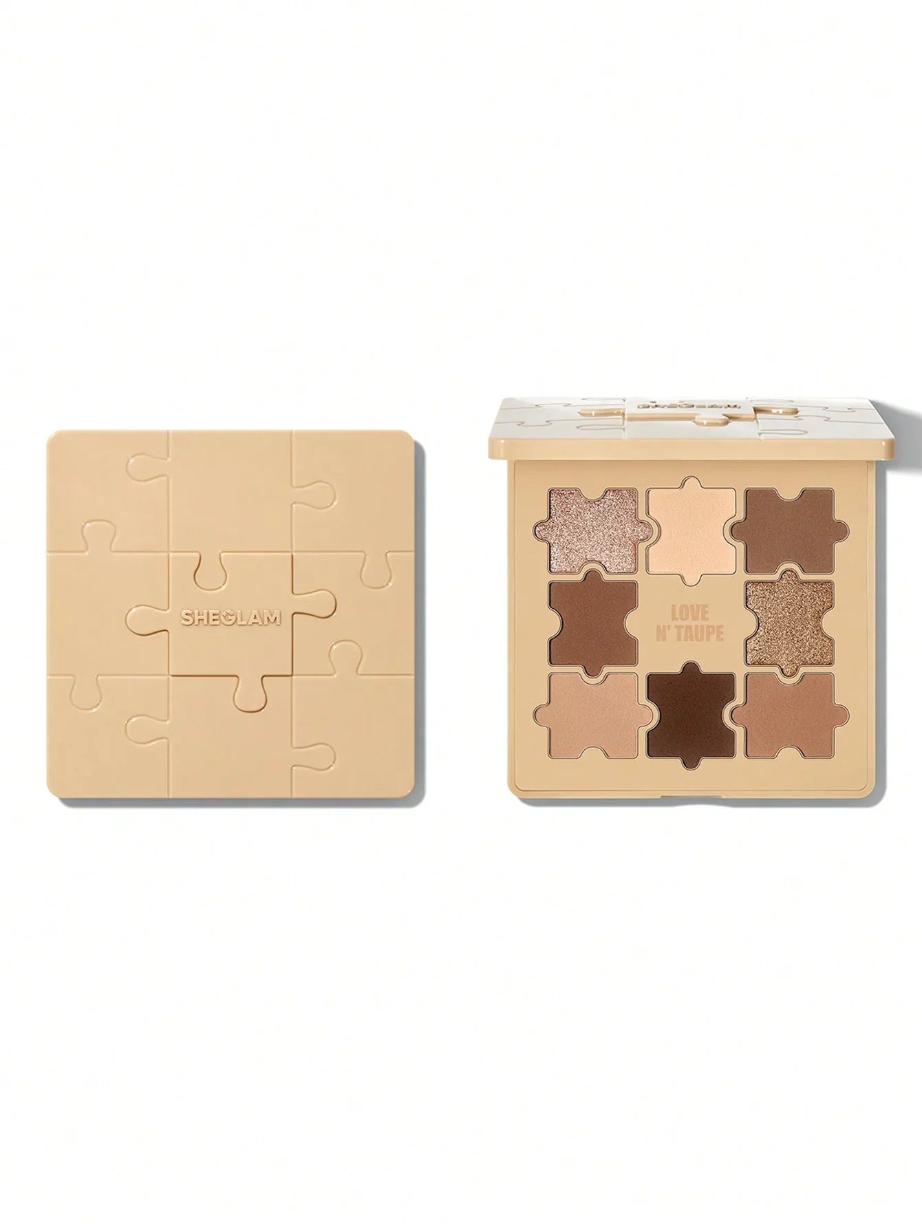 Sheglam Love N' Taupe puzzle eyeshadow palette with neutral and shimmer shades