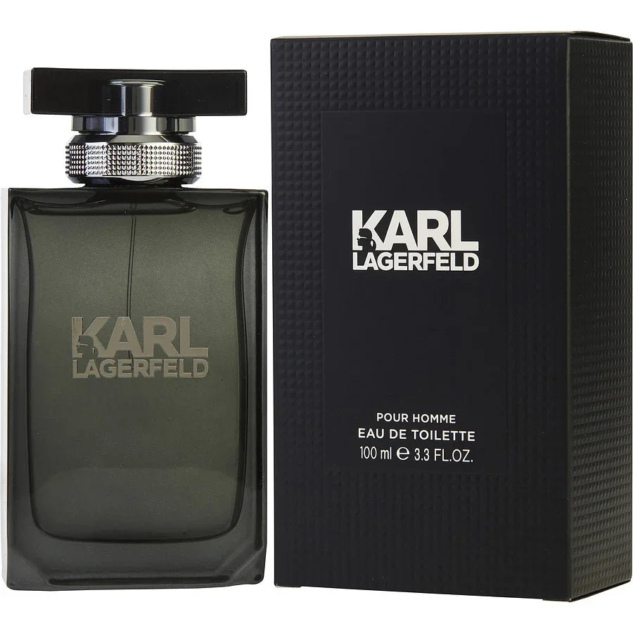 Karl Lagerfeld Pour Homme Eau de Toilette 100ml men's fragrance with sleek black bottle and box
