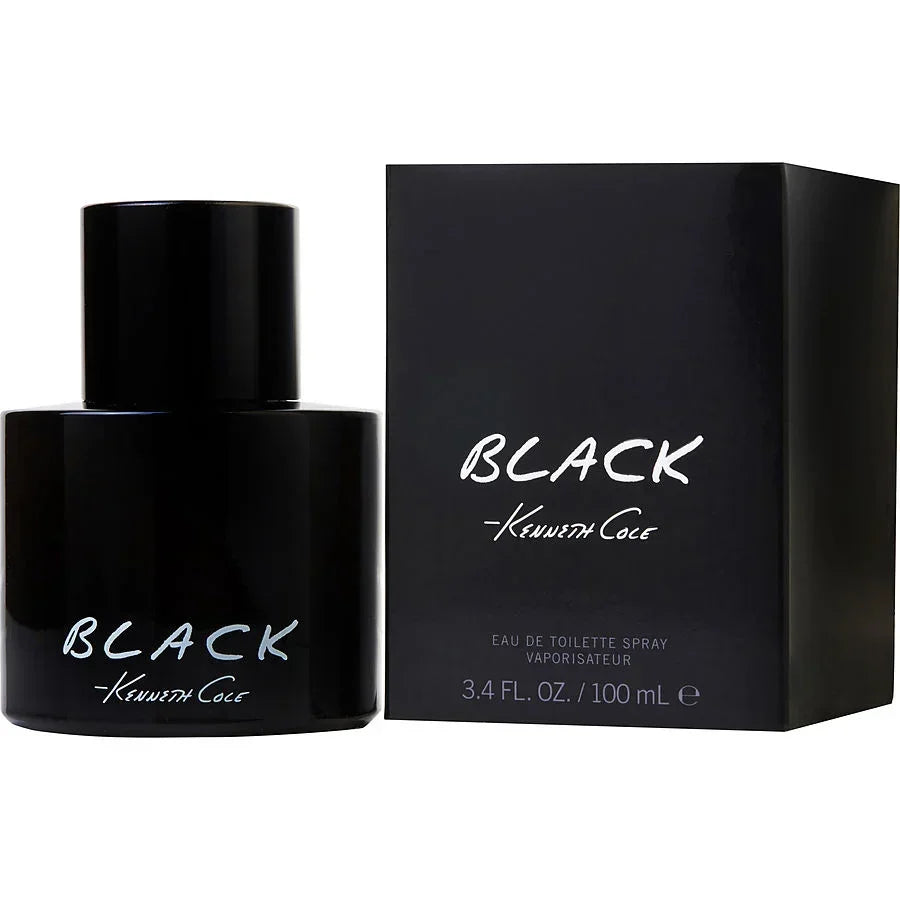 Kenneth Cole Black Eau de Toilette 100ml spray bottle and box, sleek black design for men's fragrance