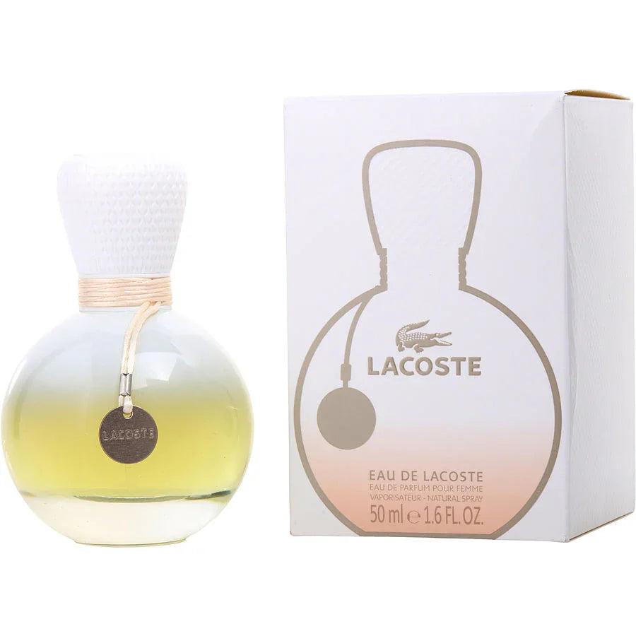 Lacoste Eau de Lacoste women's perfume 50ml bottle with white textured cap and packaging