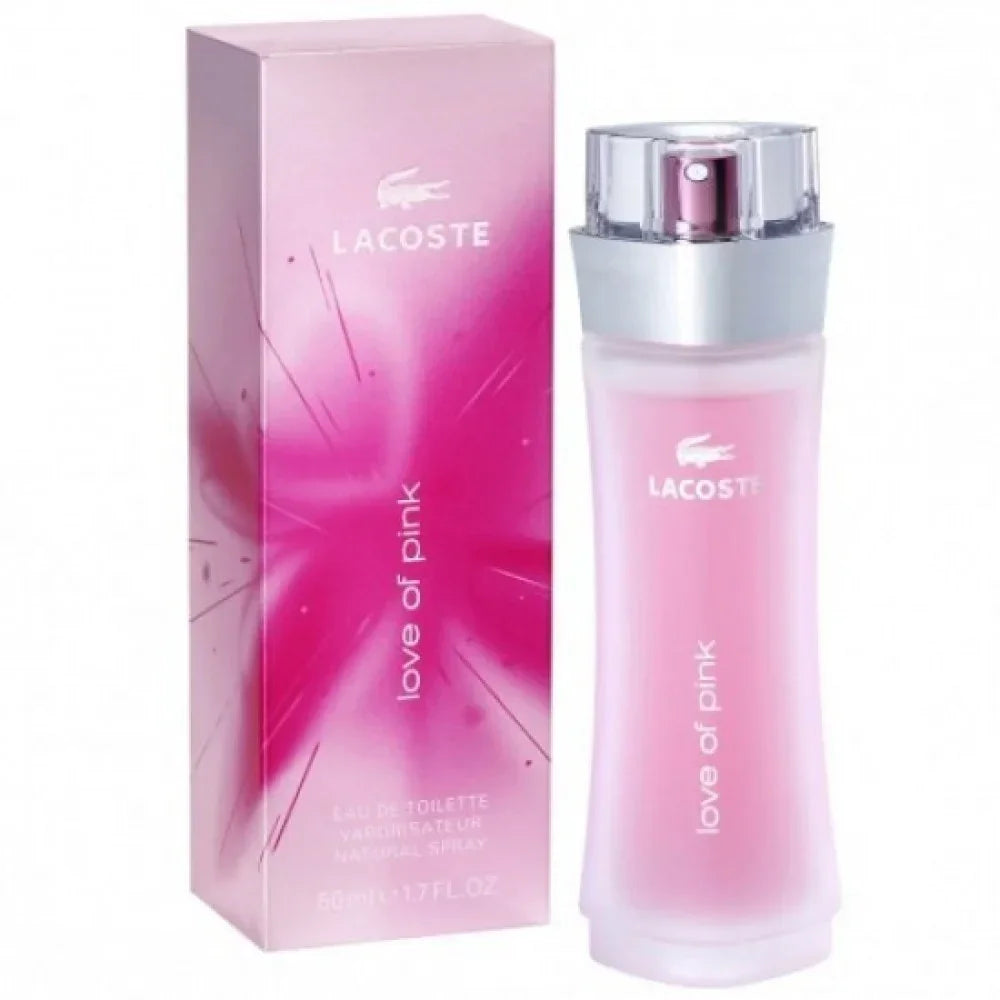 Lacoste Love of Pink Eau de Toilette 50ml perfume bottle with pink packaging, women's fragrance