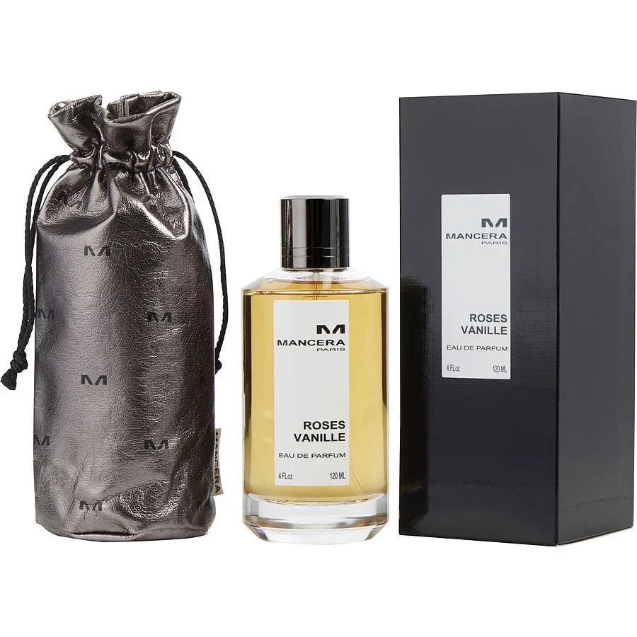 Mancera Roses Vanille Eau de Parfum 120ml with luxury pouch and box, premium fragrance for women and men
