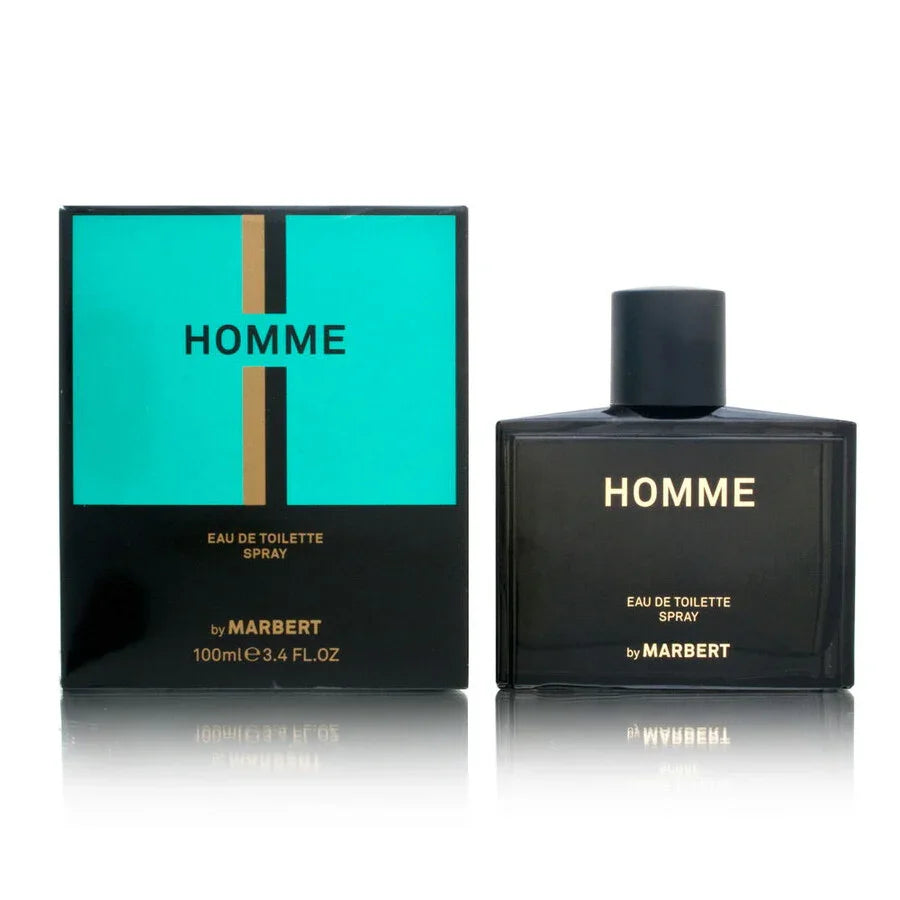 Marbert Homme Eau de Toilette Spray 100ml, sleek black bottle with turquoise box, men's fragrance