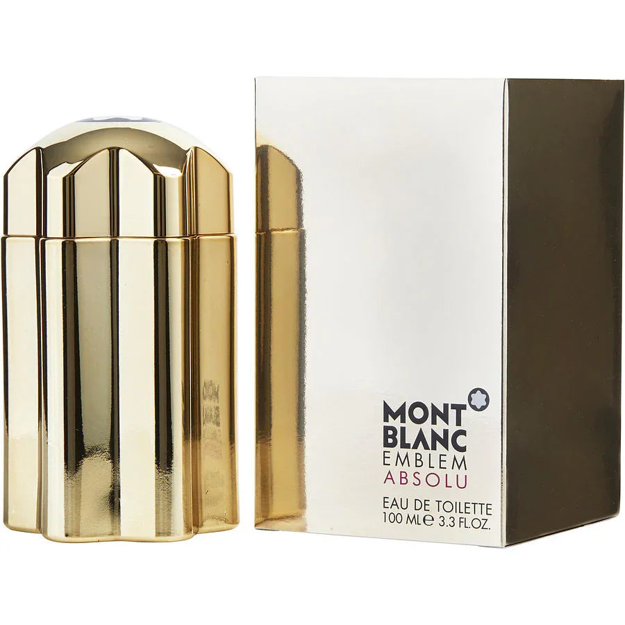 Montblanc Emblem Absolu Eau de Toilette 100ml gold bottle with box, luxury men's fragrance