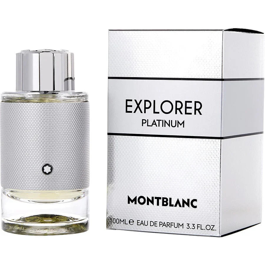 Montblanc Explorer Platinum Eau de Parfum 100ml bottle and box, luxury men's fragrance