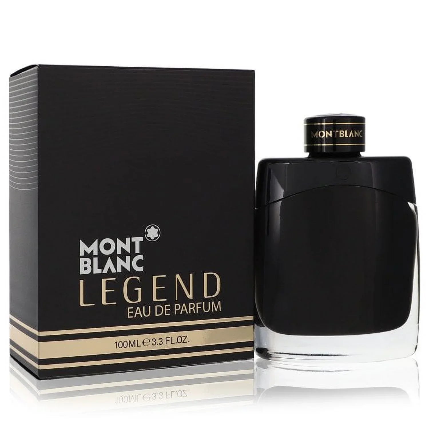 Montblanc Legend Eau de Parfum 100ml bottle and box, luxury men's fragrance with sleek black design
