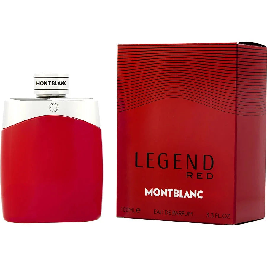 Montblanc Legend Red Eau de Parfum 100ml bottle and box, bold red design for men's fragrance