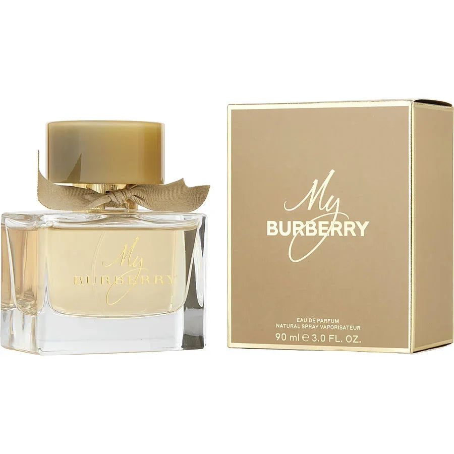 My Burberry Eau de Parfum 90ml bottle with gold ribbon and packaging, luxury fragrance for women