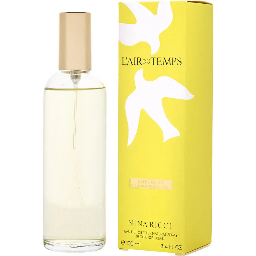 Nina Ricci L'Air du Temps Eau de Toilette 100ml bottle with yellow box, natural spray refill