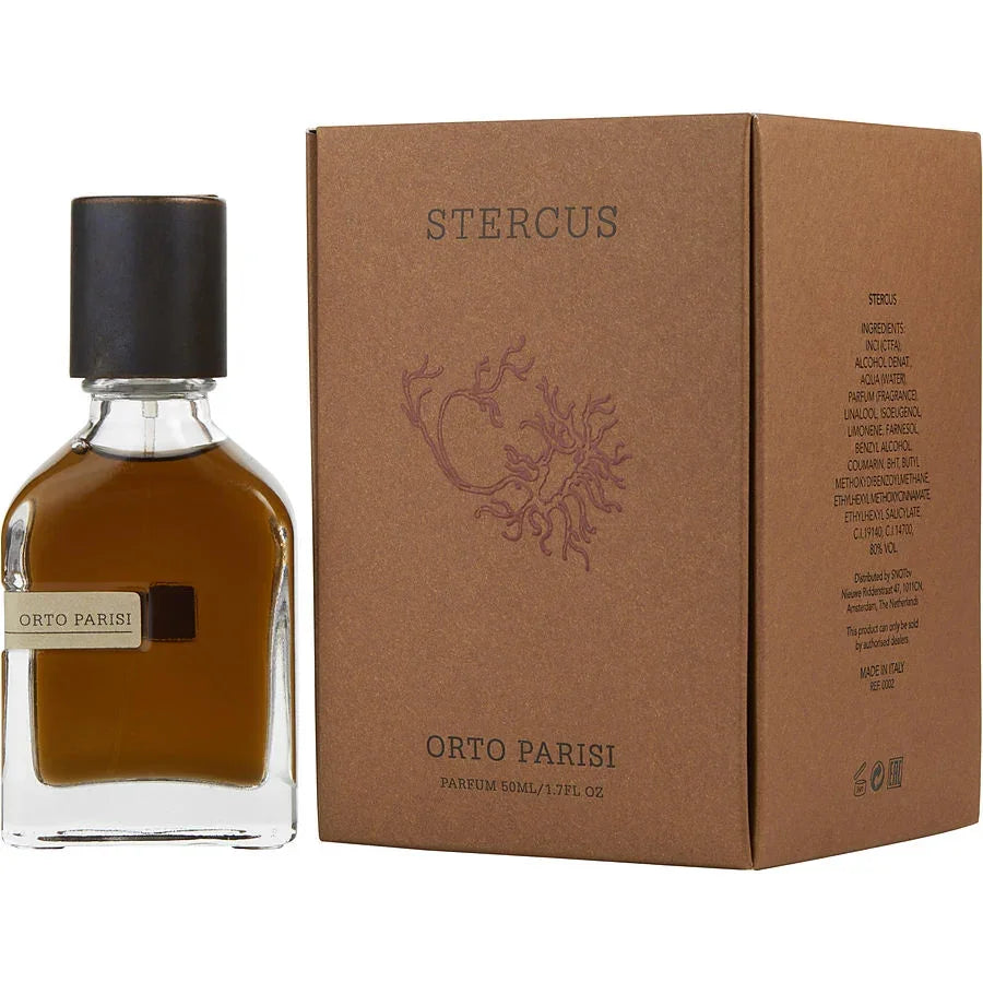 Orto Parisi Stercus parfum 50ml bottle with brown packaging, luxury niche fragrance for men and women