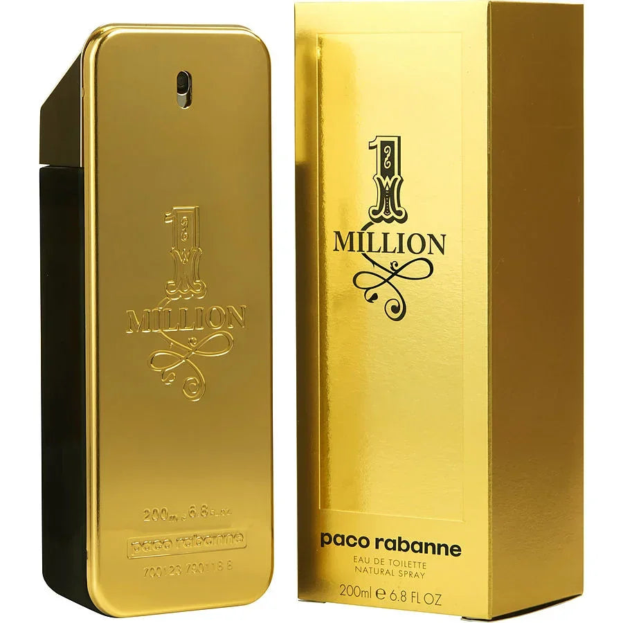 Paco Rabanne 1 Million Eau de Toilette 200ml gold bottle and box, luxury men's fragrance