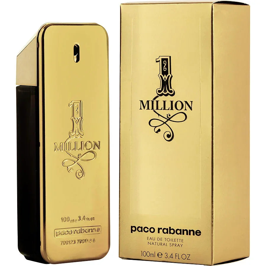 Paco Rabanne 1 Million Eau de Toilette 100ml gold bottle and box, luxury men's fragrance