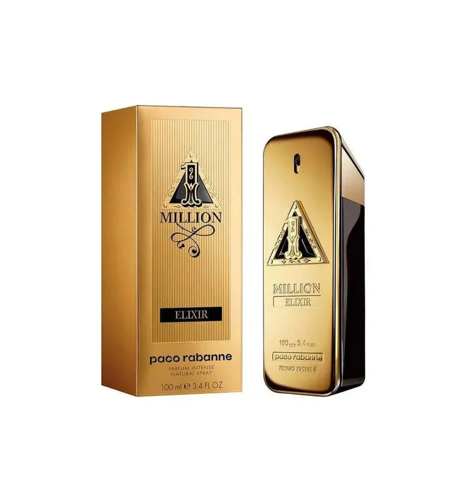 Paco Rabanne 1 Million Elixir perfume bottle and box, luxury fragrance for men