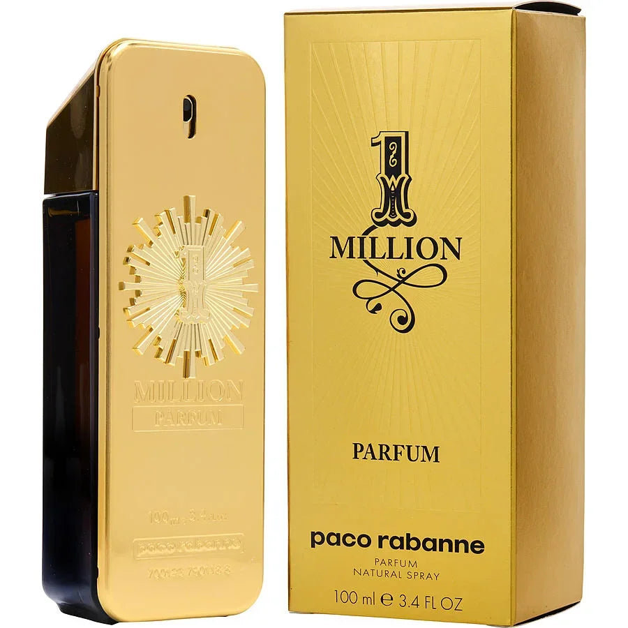 Paco Rabanne 1 Million Parfum bottle and box, luxury gold design, 100ml