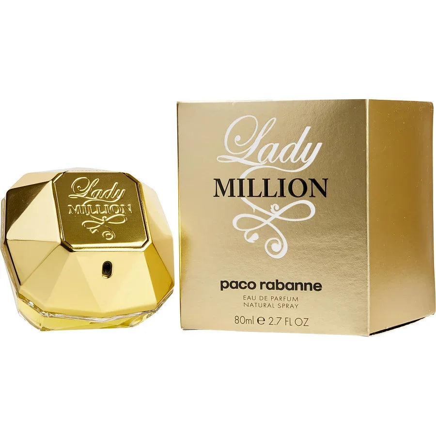 Lady Million Paco Rabanne Eau de Parfum 80ml gold bottle and box
