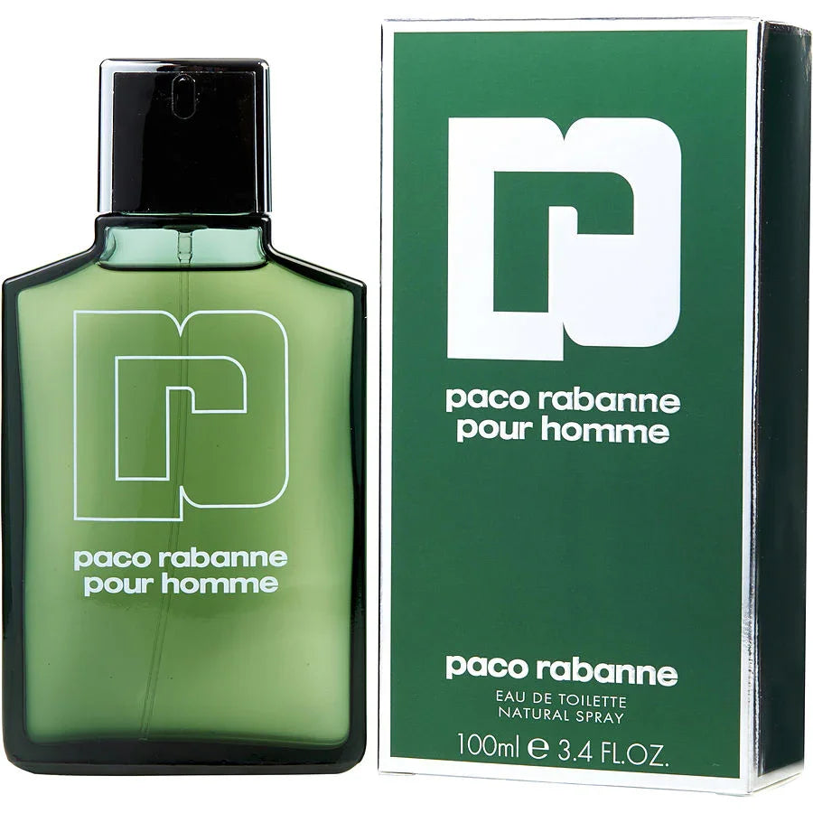 Paco Rabanne Pour Homme Eau de Toilette 100ml green bottle and box