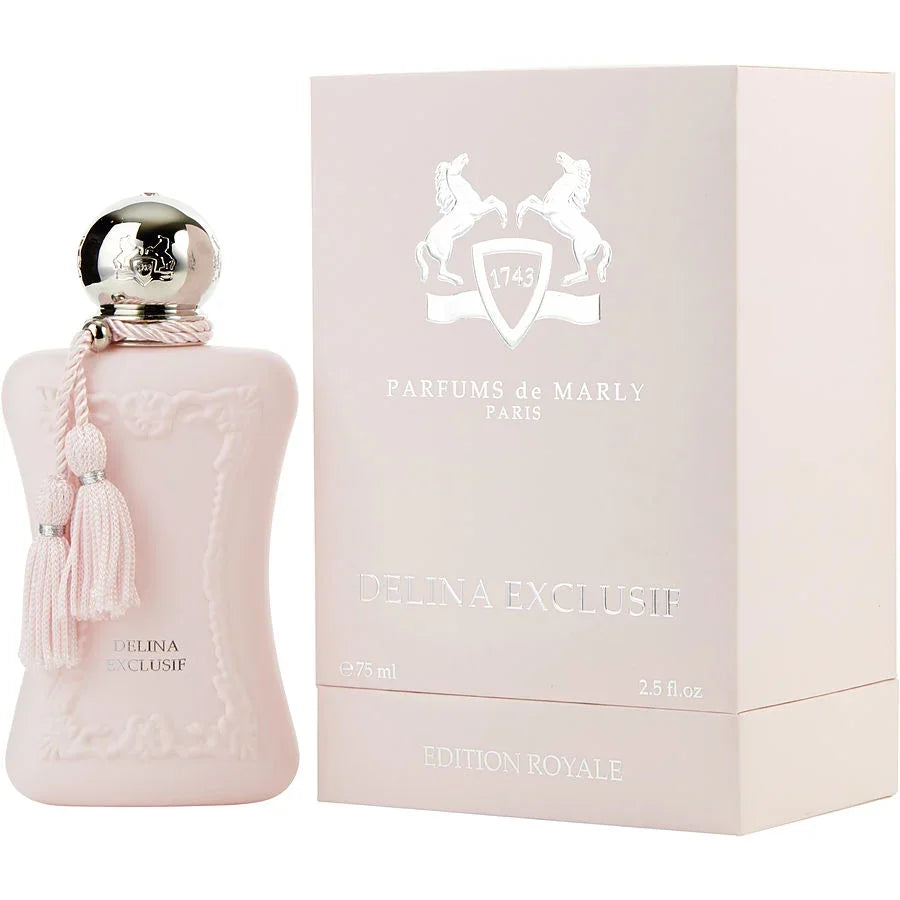 Delina Exclusif by Parfums de Marly, 75ml pink perfume bottle with tassel, Edition Royale packaging