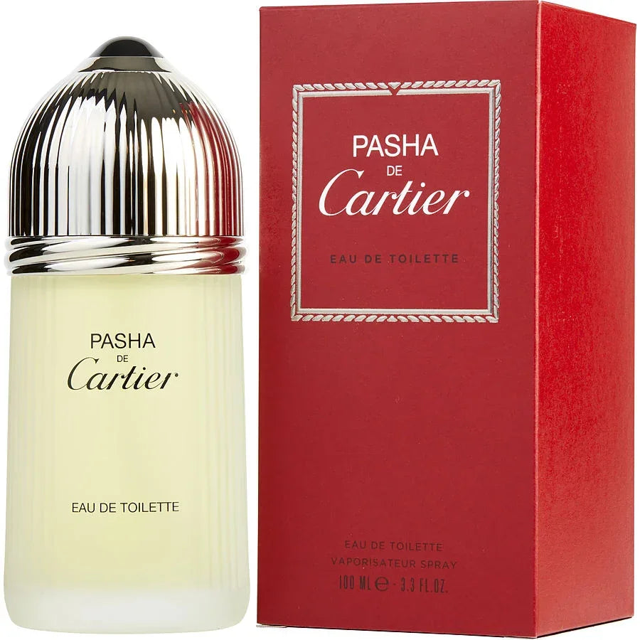Pasha de Cartier Eau de Toilette 100ml bottle with red box, luxury men's fragrance