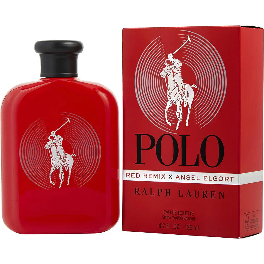 Ralph Lauren Polo Red Remix Eau de Toilette bottle and box with iconic polo player design
