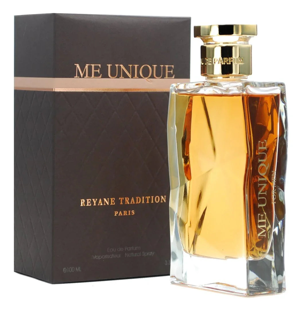 Me Unique Eau de Parfum by Reyane Tradition Paris, 100ml luxury fragrance bottle with gold cap