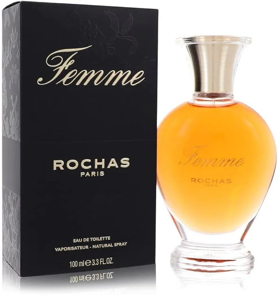 Rochas Femme Eau de Toilette 100ml bottle with black box, luxury women's perfume for Qatar beauty shoppers