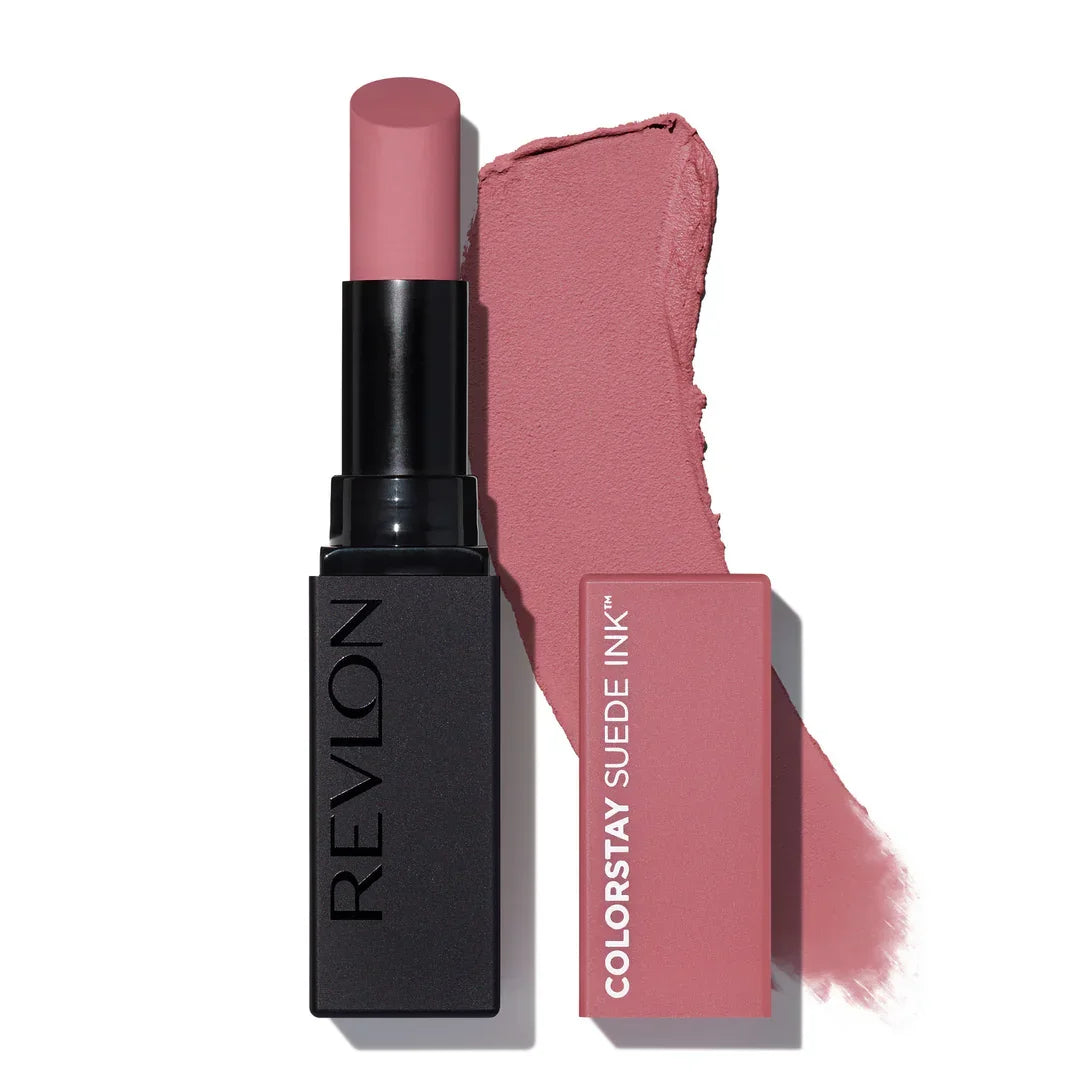 Revlon Colorstay Suede Ink matte lipstick in dusty rose shade with swatch