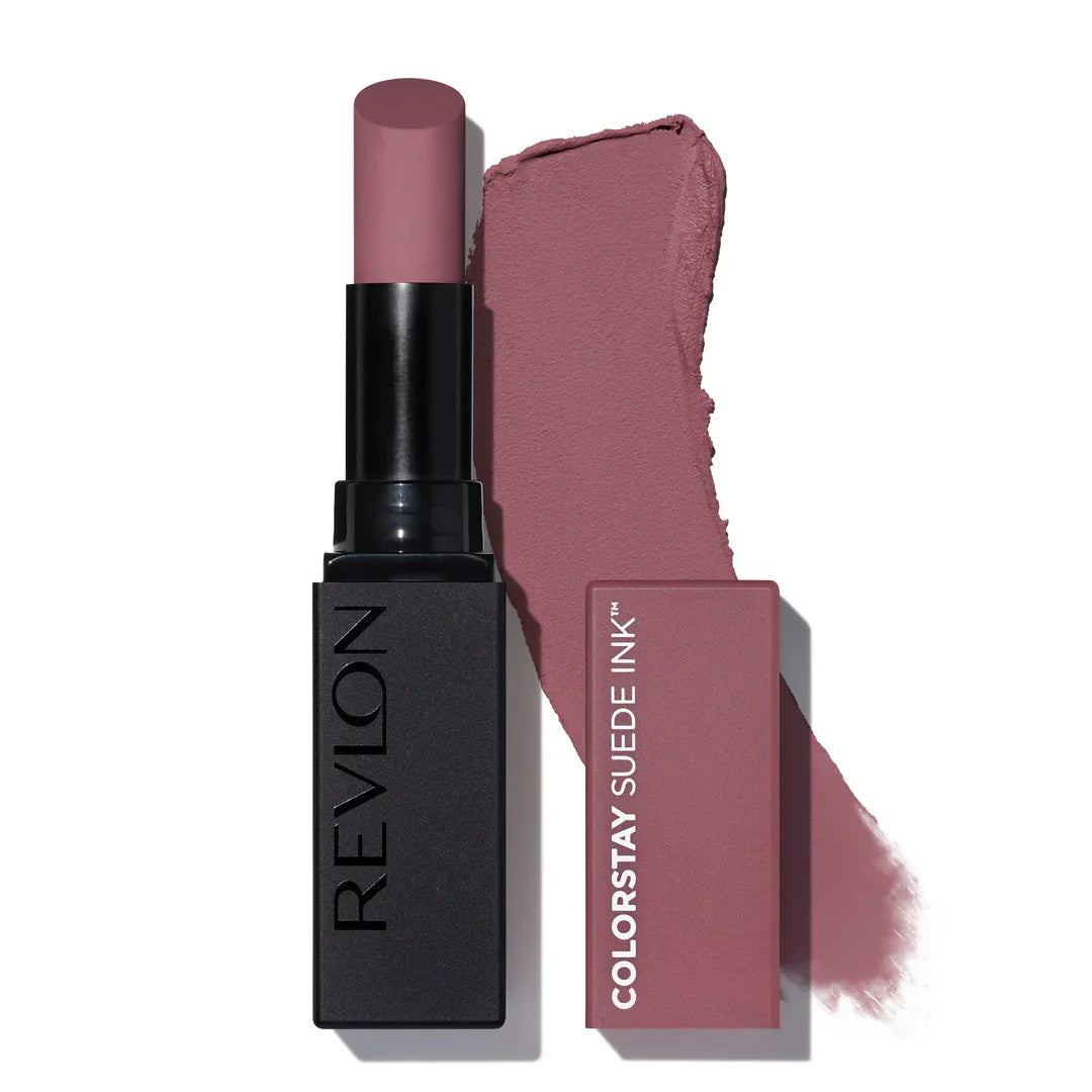 Revlon Colorstay Suede Ink matte lipstick in dusty rose shade with swatch