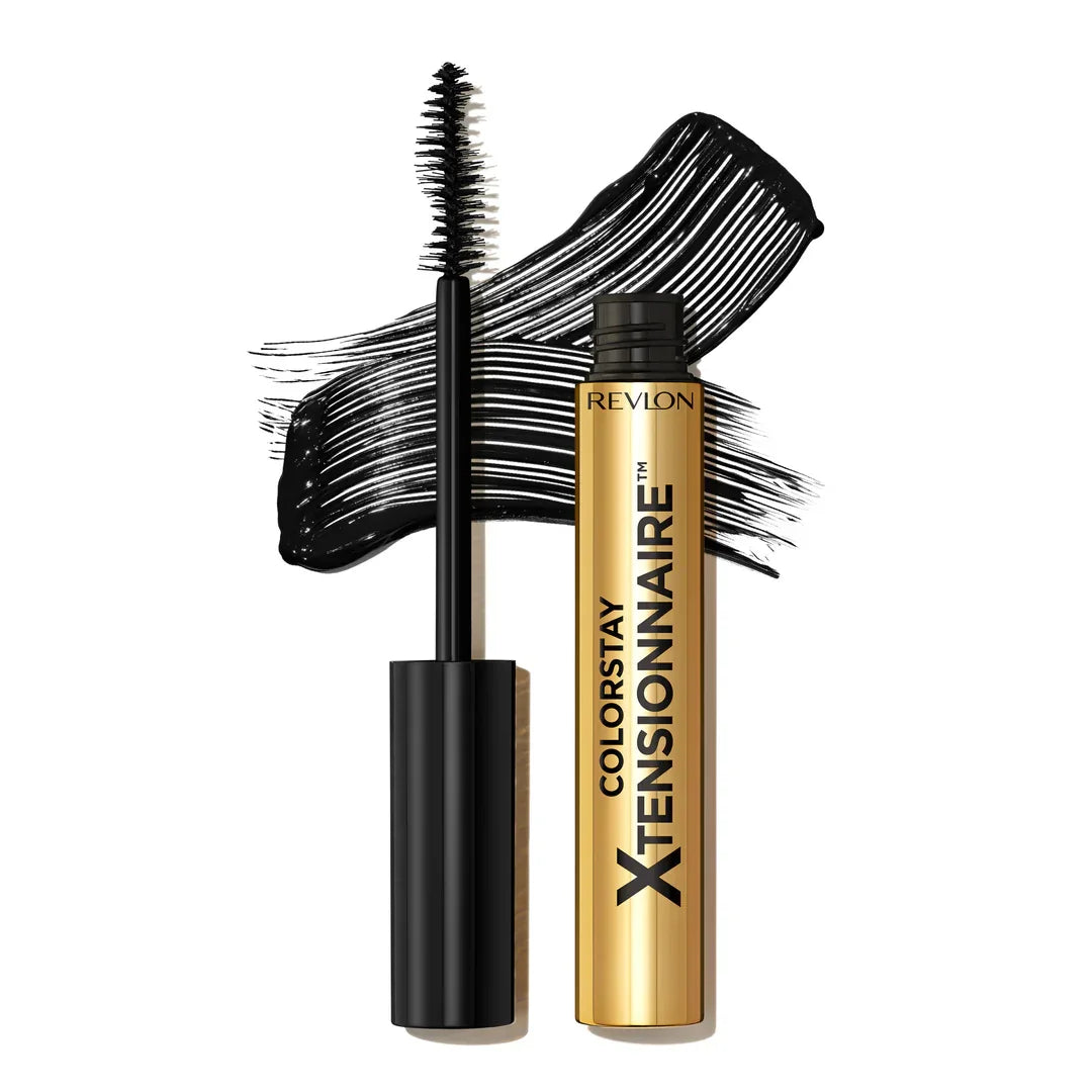 Revlon ColorStay Xtensionnaire mascara with wand and black swatch, long-lasting volume and length