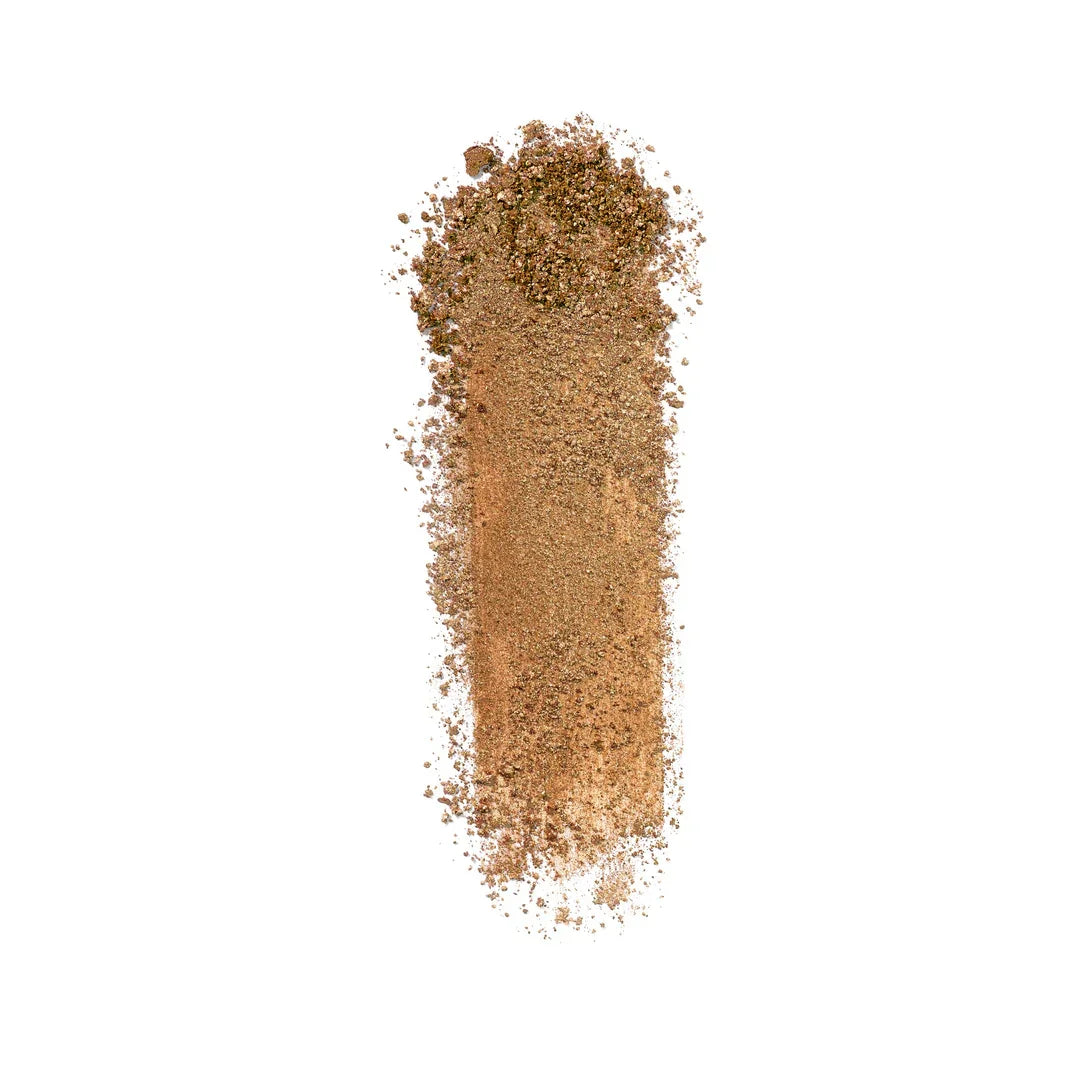 Shimmering bronze eyeshadow swatch, perfect for warm glow makeup looks