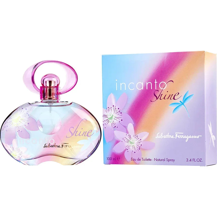 Salvatore Ferragamo Incanto Shine Eau de Toilette with floral design and gradient packaging