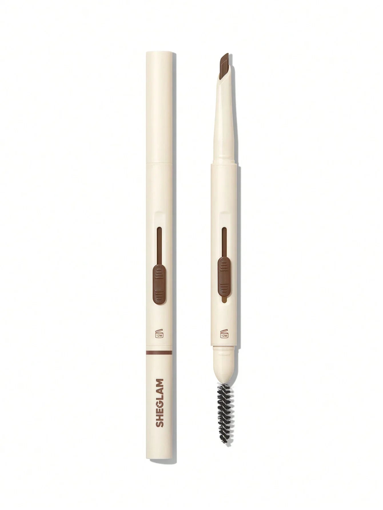 Sheglam brow pencil with spoolie brush, creamy brown shade for defined eyebrows