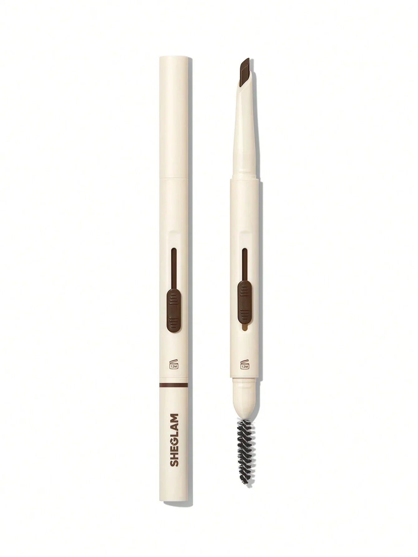 Sheglam brow pencil with spoolie brush, creamy brown shade for defined eyebrows