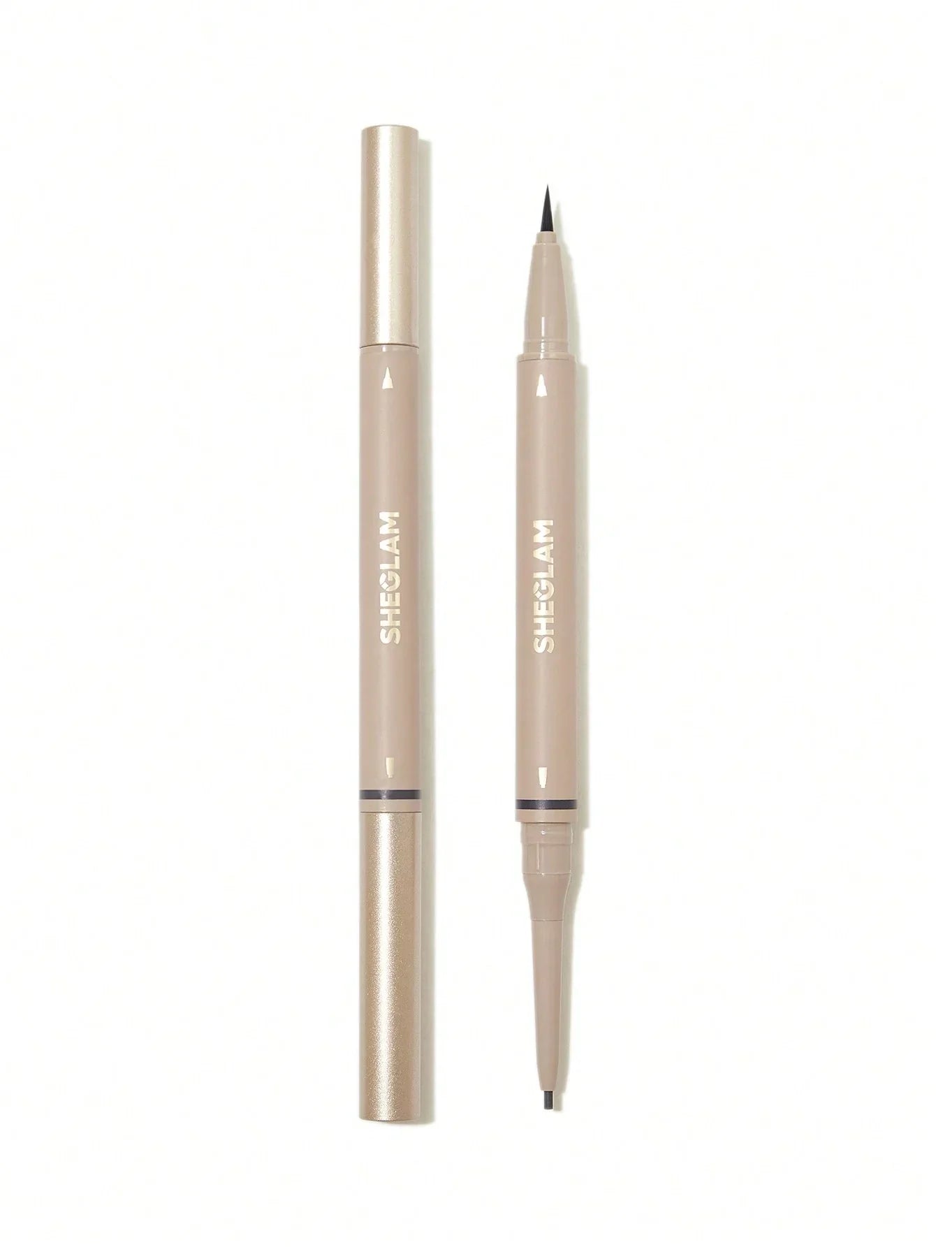 SHEGLAM liquid eyeliner pen with fine tip and cap, beige packaging for precise eye makeup application
