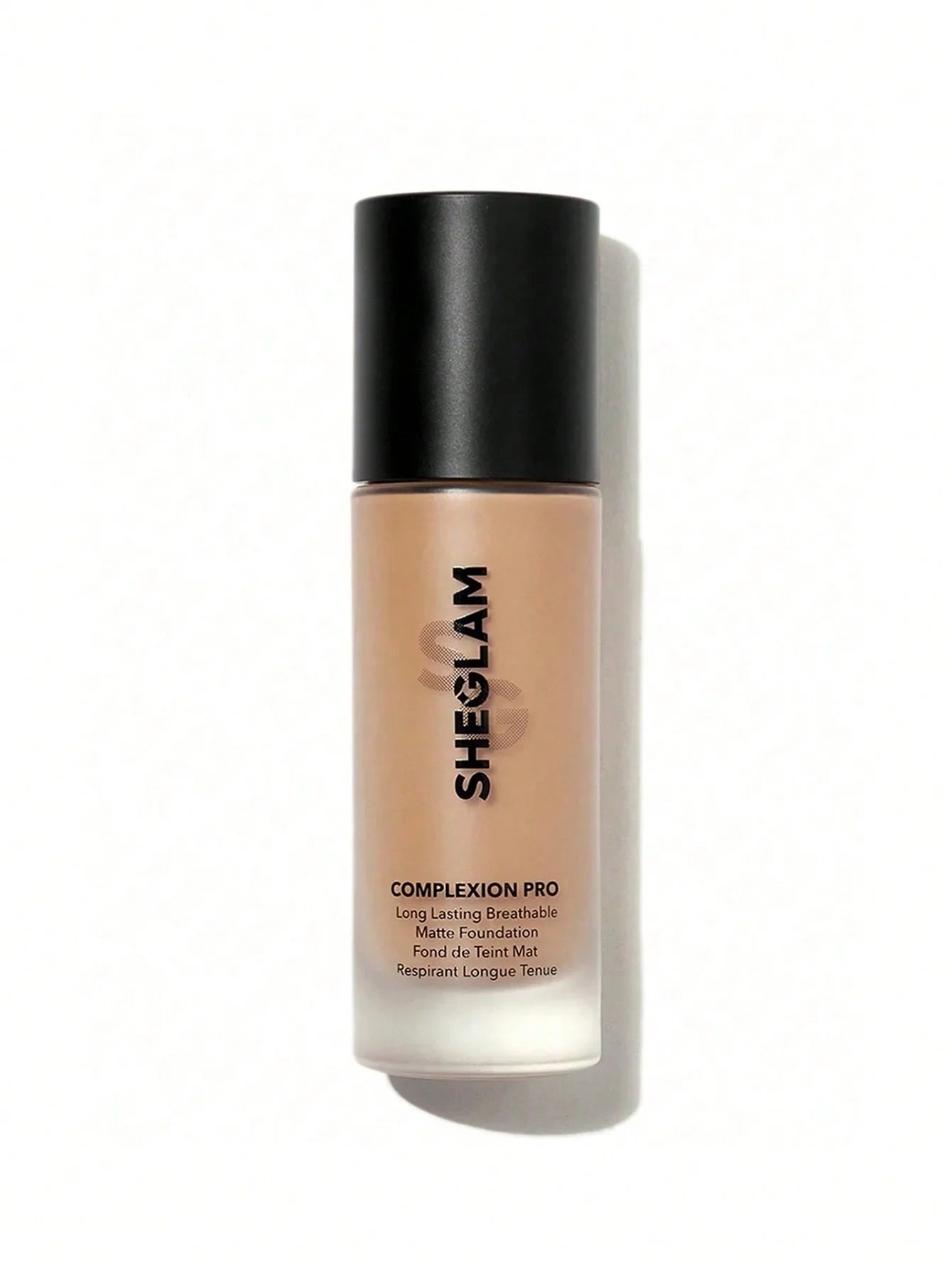 SHEGLAM Complexion Pro long lasting breathable matte foundation bottle on white background