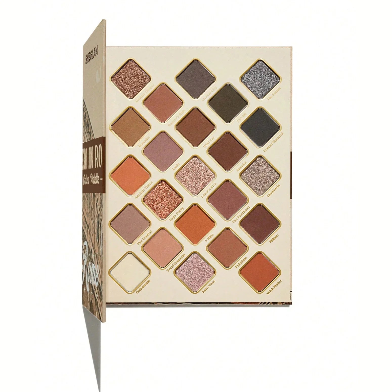 Sugarpill Seven in Rome eyeshadow palette with 24 warm neutral and shimmer shades for versatile makeup looks