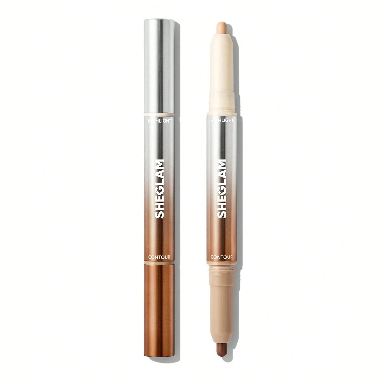SHEGLAM dual-ended contour and highlight stick for face makeup, featuring creamy texture and sleek packaging